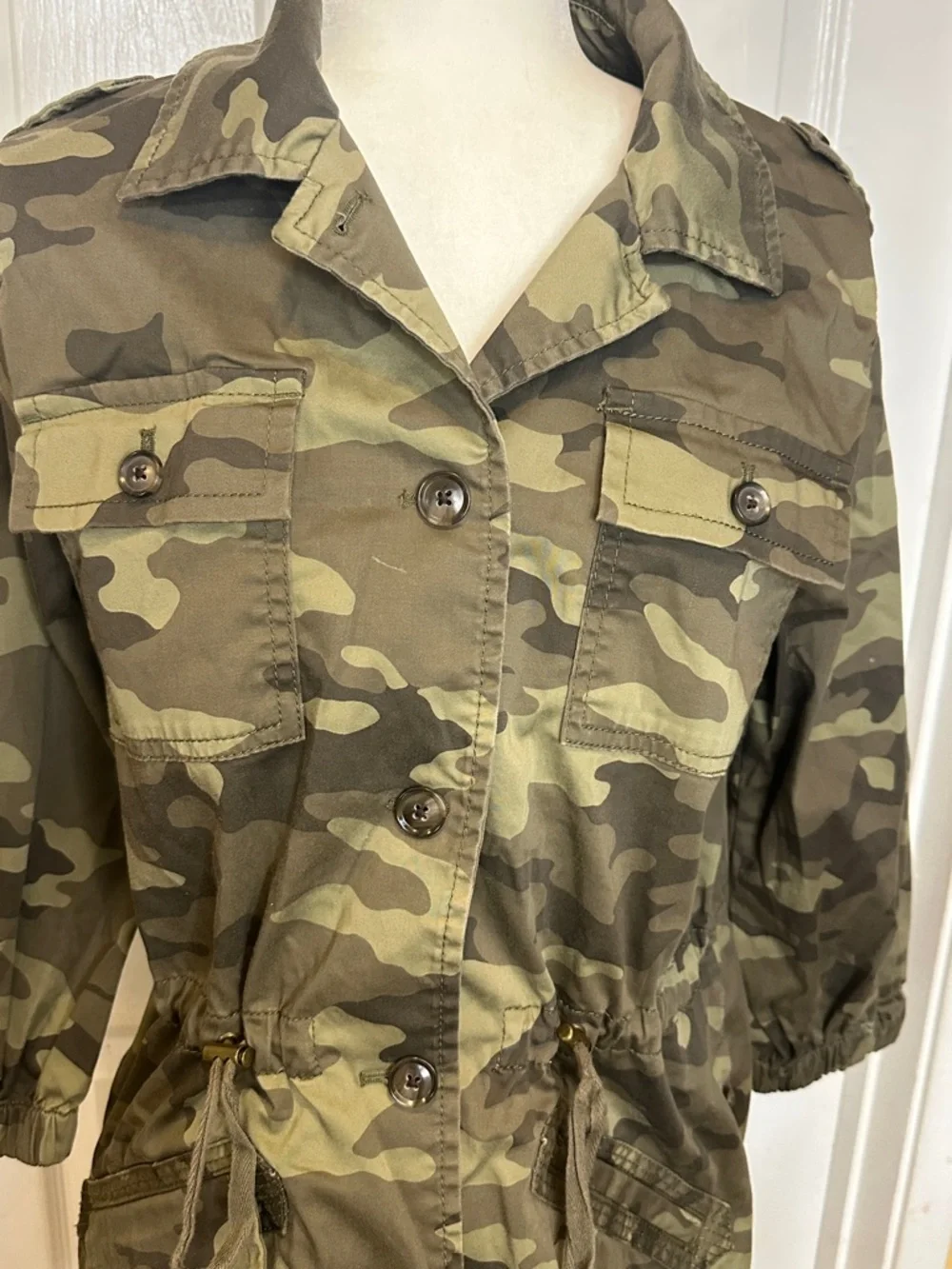 Banana Republic Jacket Women Green Camouflage Jacket Coat Size Medium